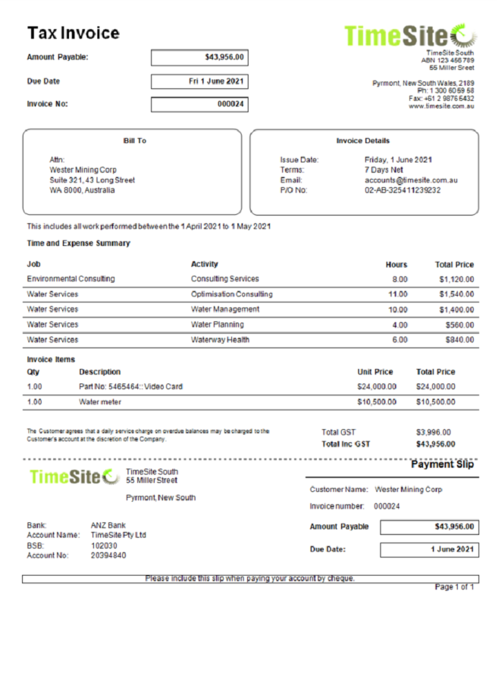 Generate Australia Timesite Easy-to-use Application Invoice In Word And 